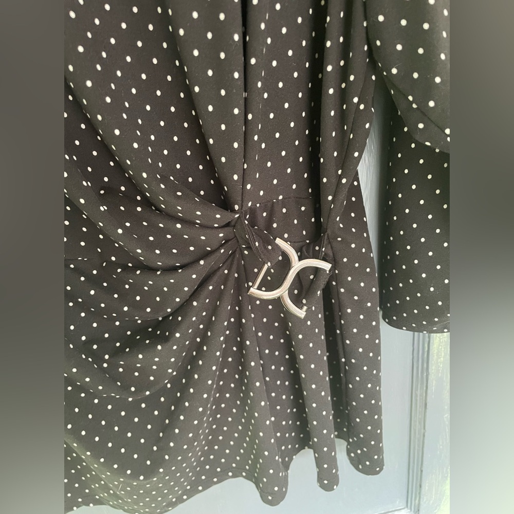 Women's Large Pullover Blouse Polka Dot Side Gather Design Robert Louis XL - Picture 4 of 4